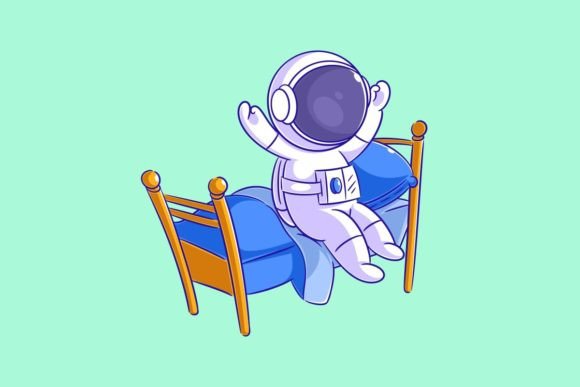 Astronaut is Waking Up from His Bed: Beyond the Free Vector