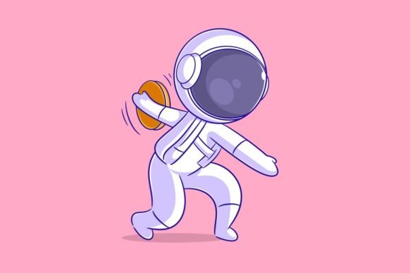Astronaut Playing Discus Throw: Bold Design for Cosmic Impact