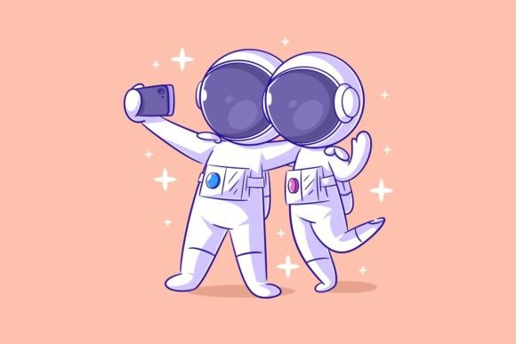 Astronaut Taking Selfie with His Friend: A Font for Cosmic Connection