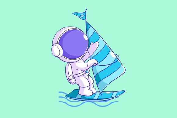Celestial Motion: The Unbounded Energy of Astronaut Playing Windsurfing
