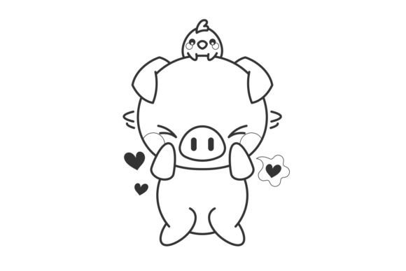 Charming Design Solutions with Cute Pig is Feeling Love Line Style