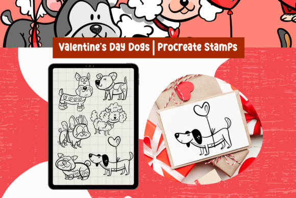 Charming Dog Stamps for Valentine's Day Procreate Projects