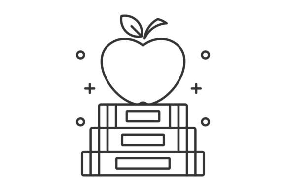 Cute Apple on Book Stack Cartoon Line: A Designer's Take
