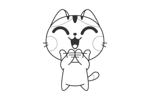 Cute Cat is Clapping Line Style: A Playful Font for Engaging Designs