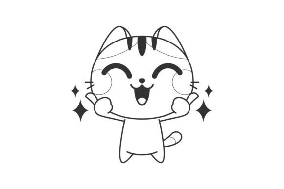 Cute Cat is Smiling Line Style: Your Friendly Design Companion