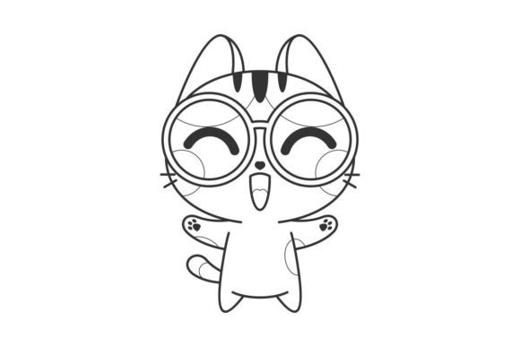 Cute Cat Likes to Wear Glasses Line: A Designer's Playful Asset