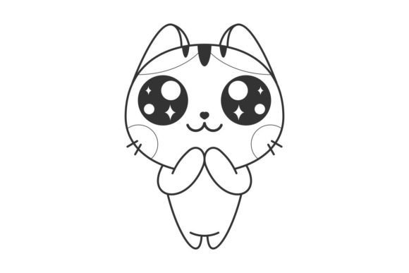 Cute Cat Showing His Cute Face Line: A Designer's Delightful Secret Weapon