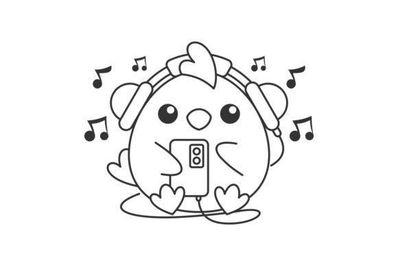 Cute Chicks Listening to Music: A Designer's Playful Asset