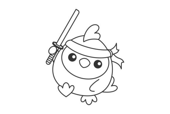 Cute Chicks Ninja Holding Sword Cartoon: A Playful Asset for Bold Creators