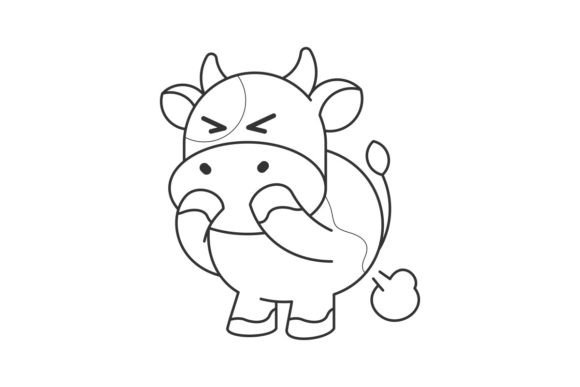Cute Cow Farting Cartoon Design Line: A Fun, Versatile Asset