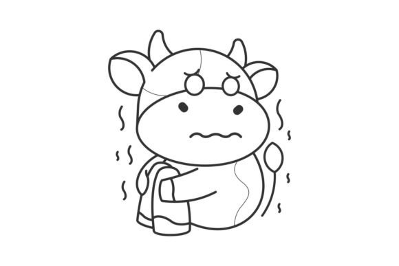Cute Cow is Feeling so Scared Line Style: A Quirky Font with Personality