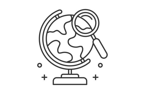 Cute Globe with Magnifying Glass Cartoon: A Font for Explorers