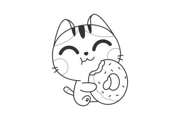 Kitten Character Eating Donut Line Style: A Designer's Playful Secret